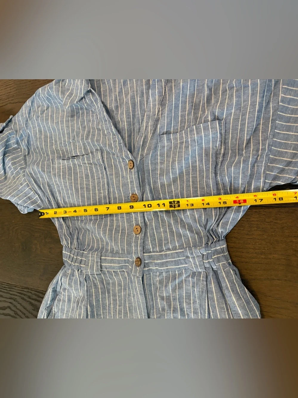 Zara Blue/White Striped Linen Blend Romper. Size small.
